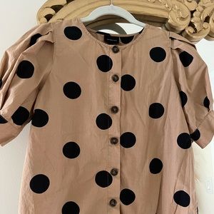 Who What Wear Polka Dot Puff Sleeve Button Up
